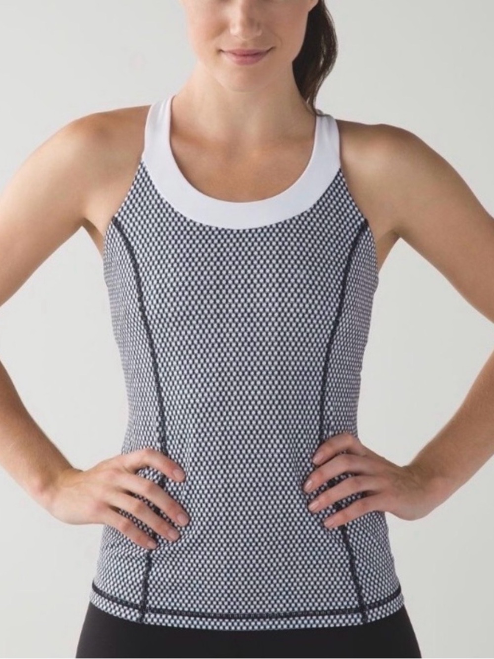 Lululemon Athletica Enhearten "Mish Mesh" Black & White Tank Top
